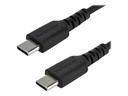 StarTech.com 1m USB-C Ladekabel - Langlebiges USB 2.0 Typ C zu USB C Datenübertragungs-/Schnellladekabel - TPE Mantel Aramidfaser M/M 60W Schwarz - Samsung S10 S20 iPad Pro MS Surface (RUSB2AC1MB)