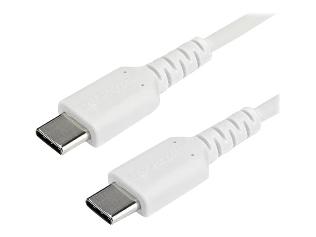 StarTech.com StarTech 1m USB-C Ladekabel - Langlebiges USB 2.0 Typ C zu USB C Datenübertragungs-/Schnellladekabel - TPE Mantel Aramidfaser M/M 60W Weiß - Samsung S10 S20 iPad Pro MS Surface (RUSB2AC1MW)