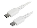 StarTech.com StarTech 1m USB-C Ladekabel - Langlebiges USB 2.0 Typ C zu USB C Datenübertragungs-/Schnellladekabel - TPE Mantel Aramidfaser M/M 60W Weiß - Samsung S10 S20 iPad Pro MS Surface (RUSB2AC1MW)