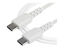 StarTech.com StarTech 2m USB-C Ladekabel - Langlebiges USB 2.0 Typ C zu USB C Datenübertragungs-/Schnellladekabel - TPE Mantel Aramidfaser M/M 60W Weiß - Samsung S10 S20 iPad Pro MS Surface (RUSB2AC2MW)