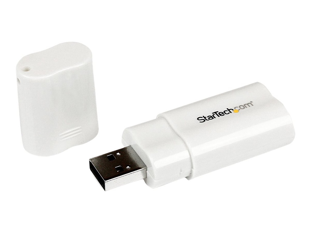 StarTech.com USB Audio Adapter - USB auf Soundkarte in weiß - Soundcard mit USB (Stecker)
