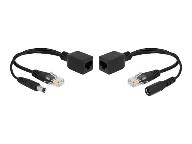 Delock Passive PoE Adapter Set RJ45 DC 5.5 x 2.1 mm - Power Injector - Schwarz (Packung mit 2)