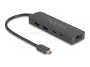 Delock Hub - 1 x USB-C 3.2 Gen 2 + 1 x 100/1000/2.5G + 1 x USB-C 3.2 Gen 2 (Stromversorgung)