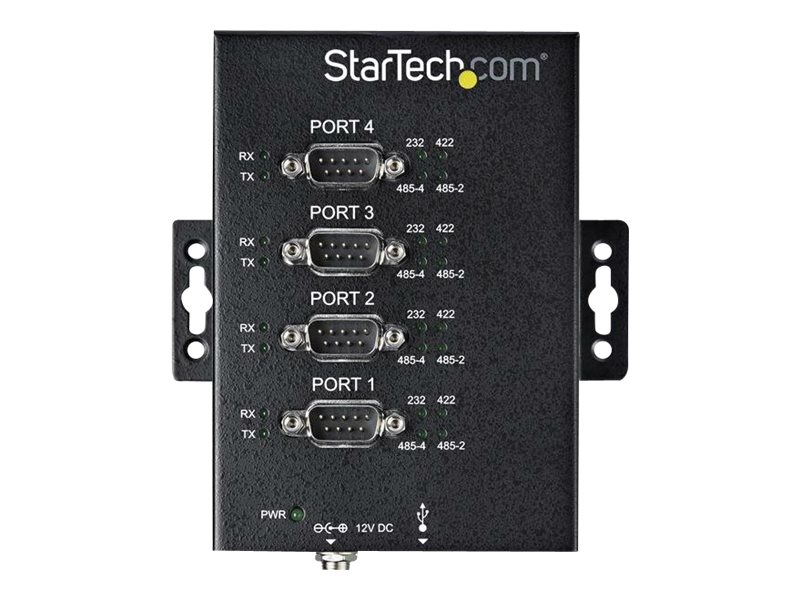 StarTech.com Startech 4 Port Serieller Hub, USB auf RS232/RS485/RS422 Adapter - Industrieller USB 2.0 auf DB9 Konverter Hub - IP30 Schutzklasse - Hutschienenmontierbar, 15kV ESD Schutz (ICUSB234854I)