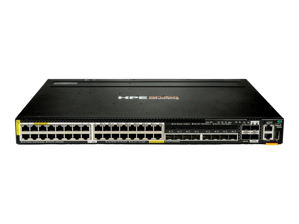 HPE Aruba Networking CX 6300M 32p Smart Rate 5G CL8 8p SFP+ 10G LRM 2p SFP56 50G 2p SFP28 25G MACsec TAA Switch - Switch - L3 - managed - 32 x 1/2.5/5GBase-T (PoE++)