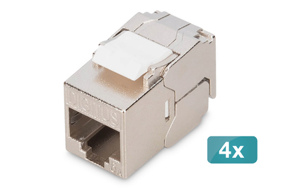 [DN-93615-S-4] DIGITUS CAT 6A  Kompakt-Keystone Modul, geschirmt, werkzeugfreier Montageanschluss, 4 Stk.