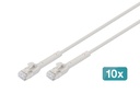 DIGITUS CAT 6A F-FTP abwinkelbares Patchkabel, Kupfer, 0,3 m, grau, 10 Stück