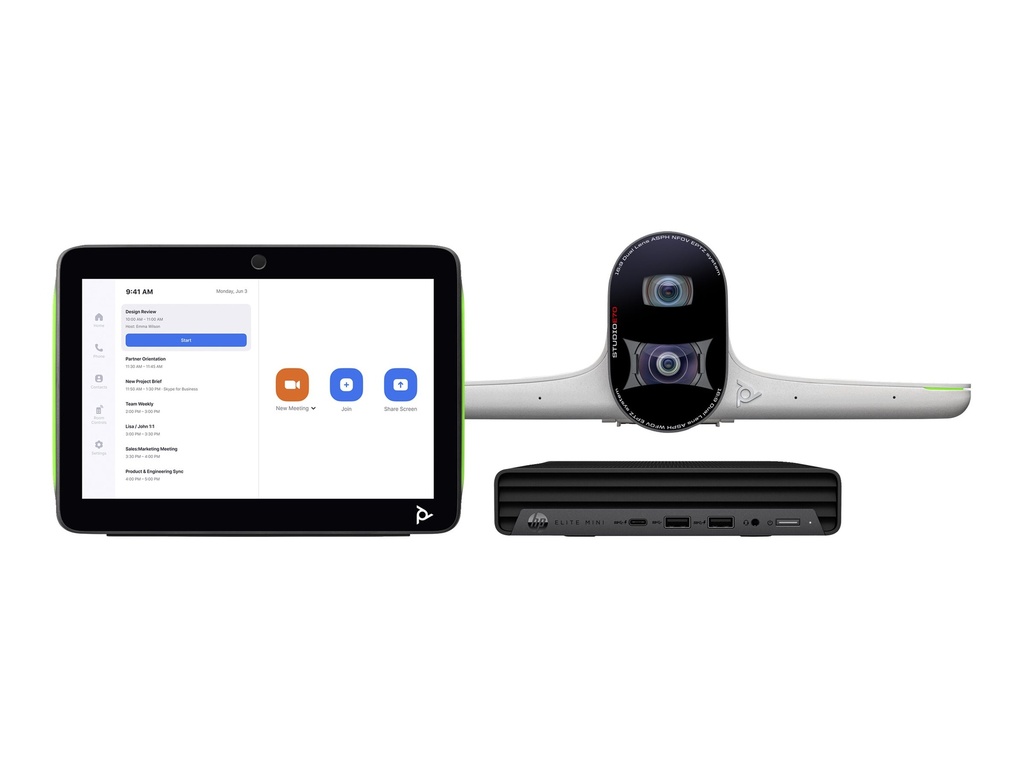 Poly HP Poly Studio Large Room Bundle - Für Zoom Rooms - Kit für Videokonferenzen (Poly Studio E70 Kamera, Poly TC10 Touchcontroller, HP Mini Conferencing PC)
