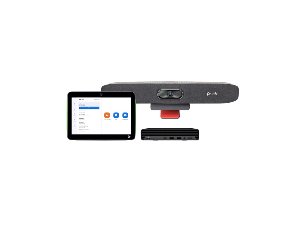 [9C957AA] Poly HP Poly Studio Small Room Bundle - Für Zoom Rooms - Kit für Videokonferenzen (Poly TC10 Touchcontroller, HP Mini Conferencing PC, Poly Studio R30 video bar)