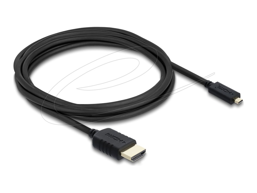 Delock High Speed - HDMI-Kabel - HDMI männlich zu 19 pin micro HDMI Type D männlich - 3 m - dreifach abgeschirmtes Koaxialkabel - Schwarz - 8K60Hz (7680 x 4320)