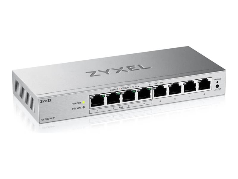 [GS1200-8HPV3-EU0101F] ZyXEL GS1200v3 Series GS1200-8HPv3 - Switch - managed - 8 x 10/100/1000 (4 PoE+)