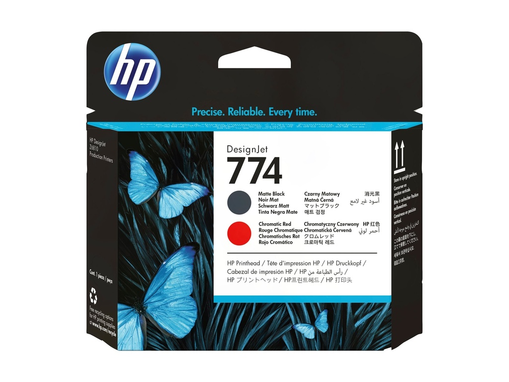 HP 774 - Mattschwarz, Chromatic Red - Druckkopf