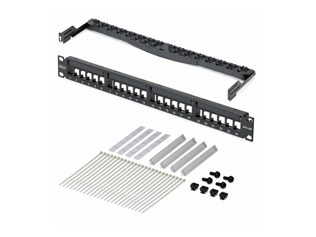 StarTech.com Patch Panel - geeignet für Wandmontage, Rack montierbar - CAT 5e/6 - UTP - Schwarz - 1U - 48.3 cm (19")