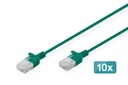 DIGITUS CAT 6 U-UTP Slim Patchkabel, 1 m, Grün, 10 Stück