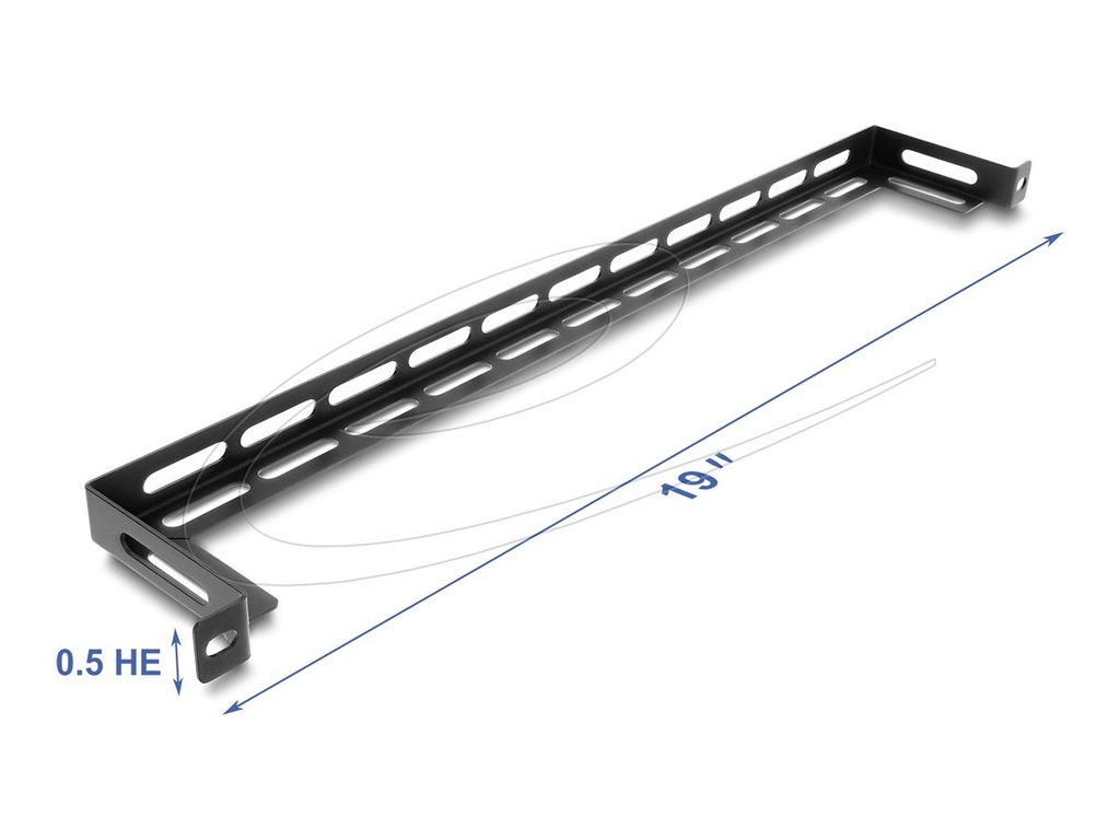 [67462] Delock Kabelführungsplatte für Schaltschrank - L-förmig, 80 mm, mit Kabelbinderbefestigung - Schwarz - 0.5U - 48.3 cm (19")