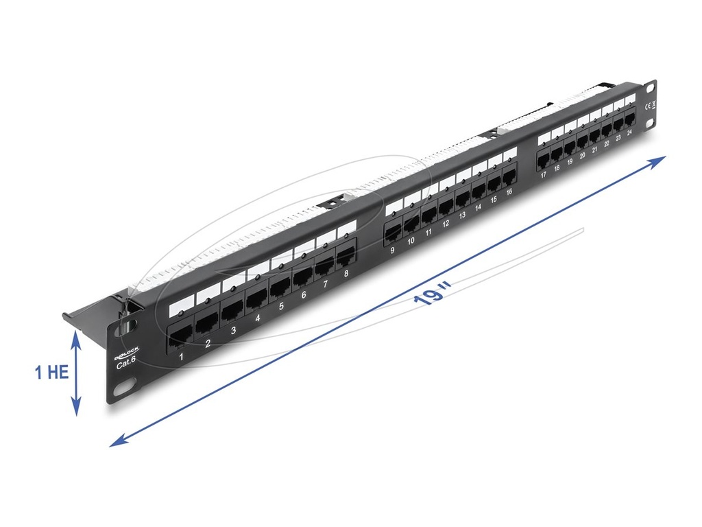 Delock 19? Patchpanel 24 Port Cat.6 mit LED und Entlastungsschiene