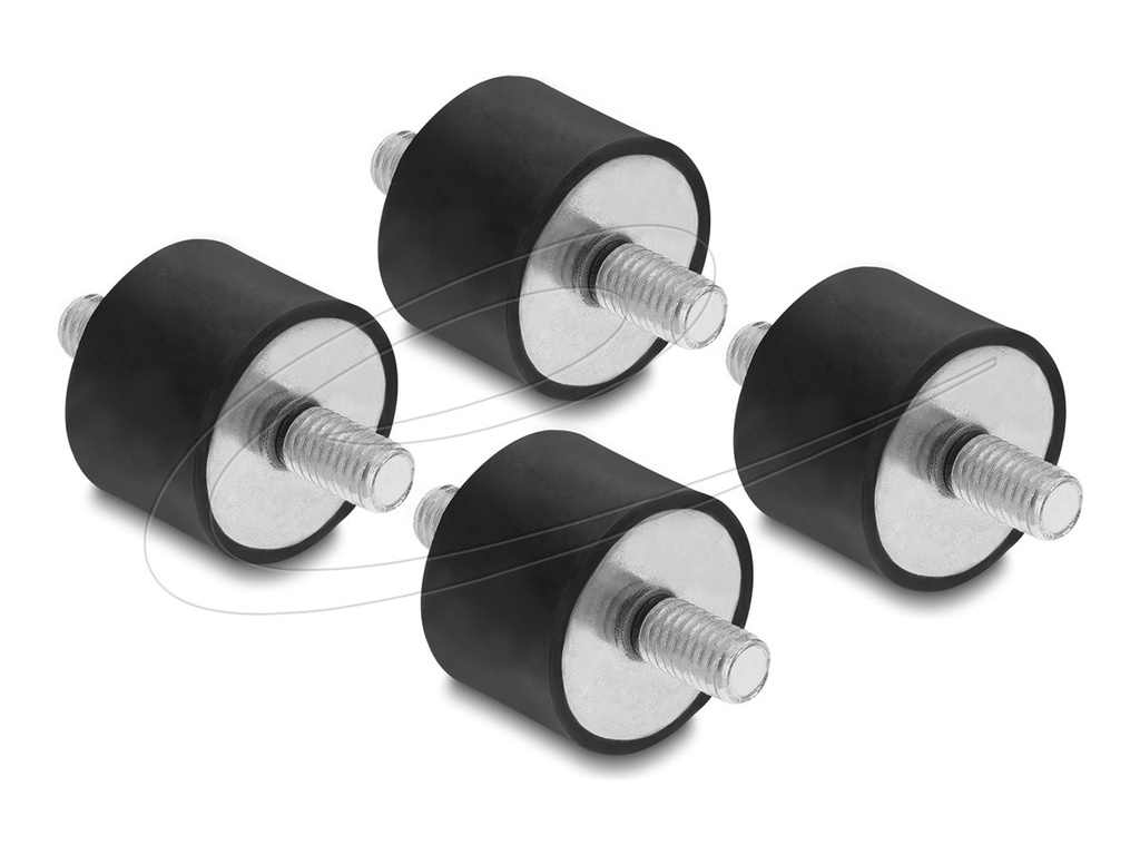 [60816] Delock Vibrationsdämpfer - mit 2 Außengewinden - Schwarz (Packung mit 4)