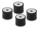 Delock Vibrationsdämpfer - M8 x 1,25 mm, 30 mm Durchmesser, 20 mm Höhe, mit 2 x Innengewinde - Schwarz (Packung mit 4)