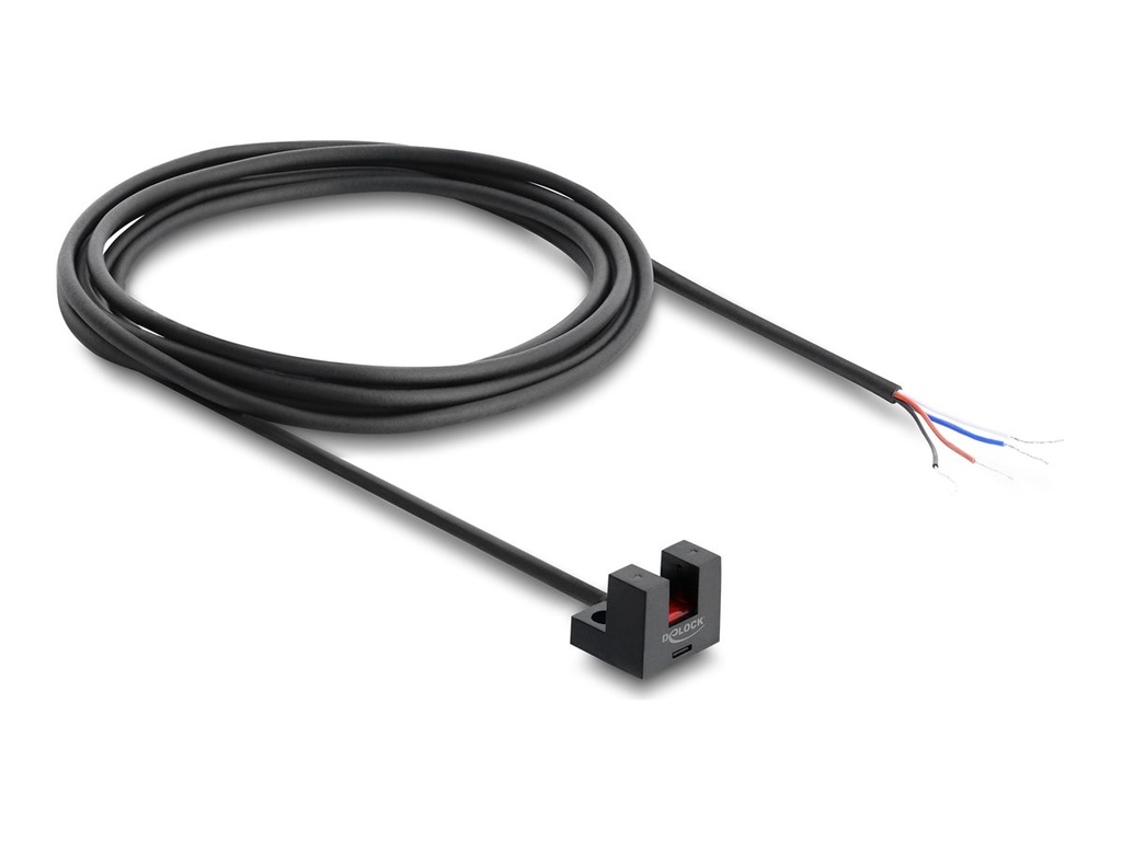 [91866] Delock Lichtschranke - forked, 5 mm, Type L, with 4 x open cable ends, NPN, L/D switchable, 2 m