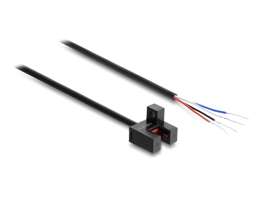 [91868] Delock Lichtschranke - gabelartig, 5 mm, Typ F, mit 4 offenen Kabelenden, NPN, L/D umschaltbar, 2 m