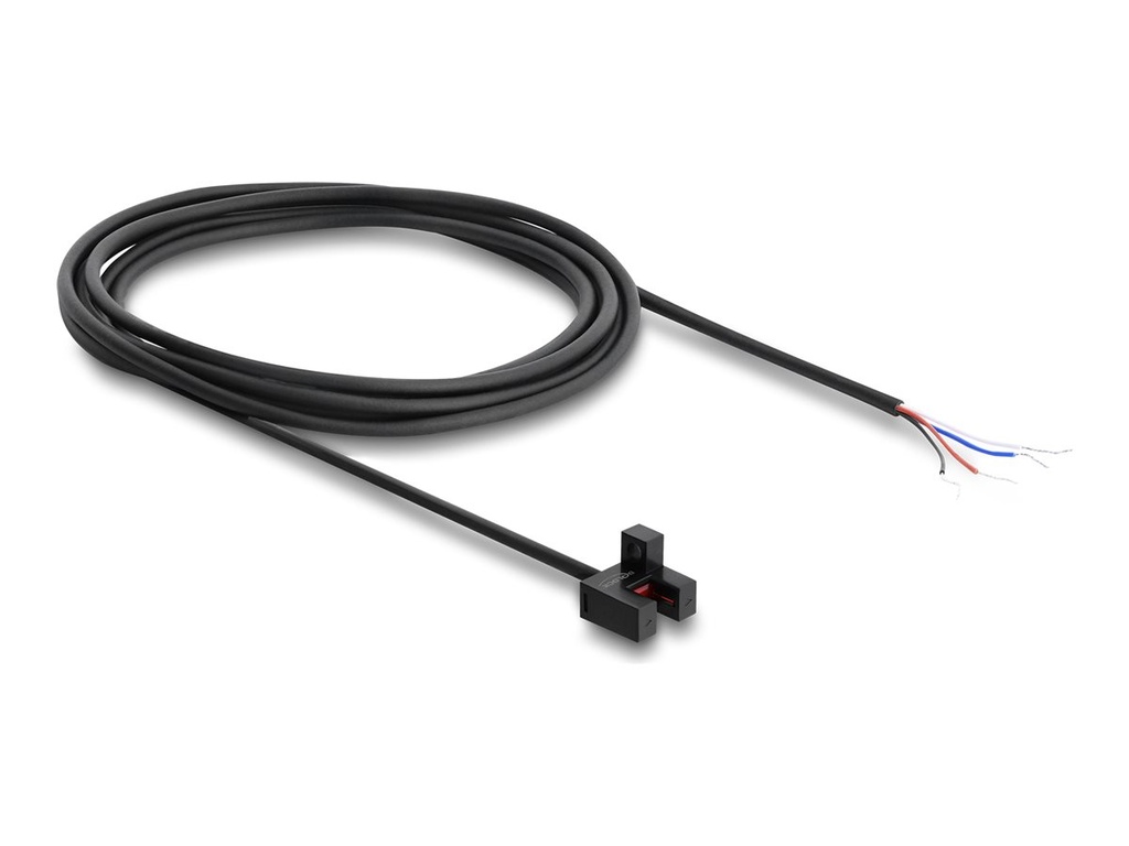 [91869] Delock Lichtschranke - forked, 5 mm, Type F, with 4 x open cable ends, PNP, L/D switchable, 2 m