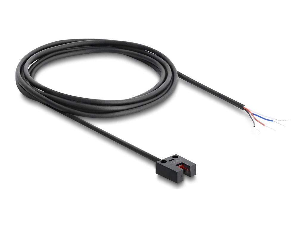 [91873] Delock Lichtschranke - gabelig, 5 mm, Typ U, mit 4 offenen Kabelenden, PNP, L/D schaltbar, 2 m