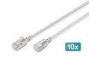 DIGITUS CAT 6A F-FTP Slim Patchkabel, 1,5 m, Grau, 10 Stück