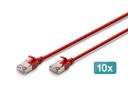 DIGITUS CAT 6A F-FTP Slim Patchkabel, 1 m, Rot, 10 Stück