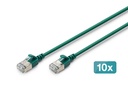 DIGITUS CAT 6A F-FTP Slim Patchkabel, 0,5m, Grün, 10 Stück