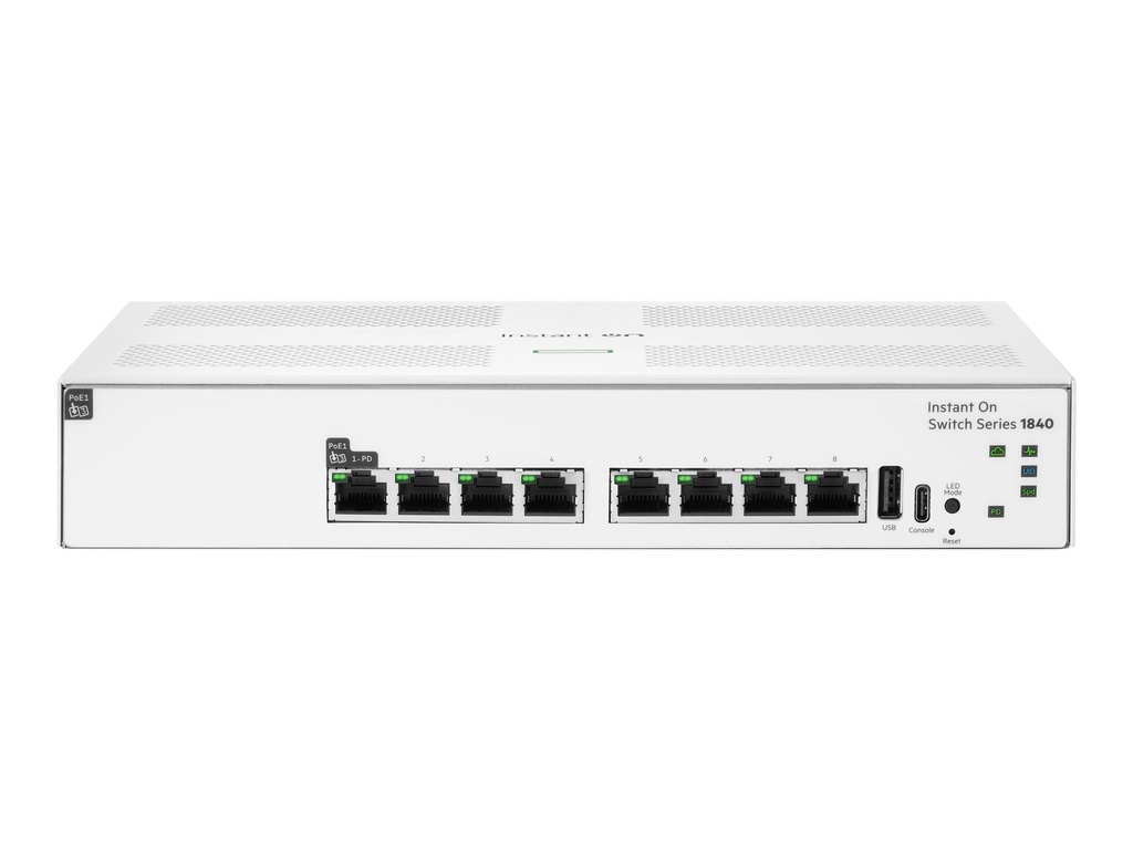[S5E25A] HPE Networking Instant On 1840 8p Gigabit 1p CL3 PD - Switch - managed - 7 x 10/100/1000 + 1 x 10/100/1000 (PoE)