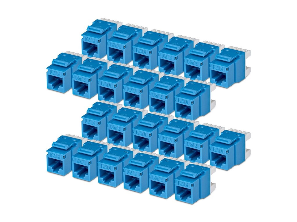 StarTech.com Startech - Keystone Jack - 180°, 110 Punch Down - CAT 6 - UTP - RJ-45 - Blau - TAA-konform (Packung mit 24)