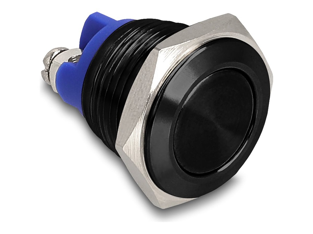 [22142] Delock Drücktaster - for installation 16 mm, 2 x screw terminal, actuator flat, anodized aluminum momentary