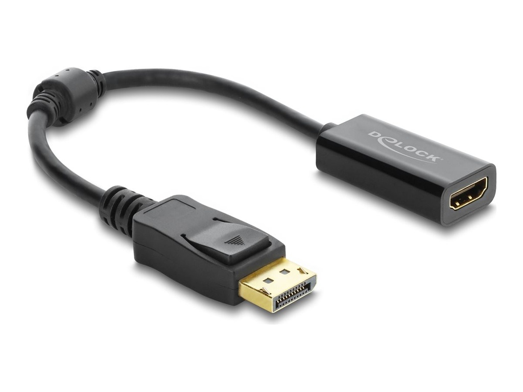 [63006] Delock Videoadapter - DisplayPort männlich zu HDMI weiblich - 18 cm - Schwarz - aktiv, Unterstützung für 4K60Hz (3840 x 2160)