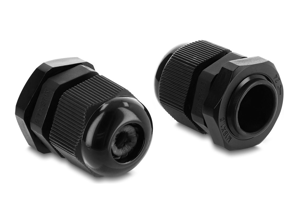 [60694] Delock Kabelverschraubung - M18 x 1.5 mm - Jet Black, RAL 9005 (Packung mit 10)
