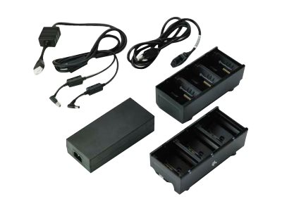 Zebra 3-Slot Battery Charger Connected via Y Cable - Batterieladegerät - Ausgangsanschlüsse: 3 - Großbritannien (Packung mit 2)