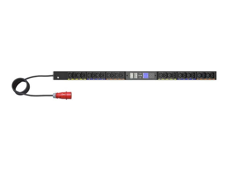 Eaton G4 - Stromverteilungseinheit (Rack - einbaufähig) - 16 A, gemessener Eingang - Wechselstrom 240/415 V - 11 kW - 3 Phasen - Ethernet 10/100/1000, serial - Eingabe, Eingang IEC 60309 16A - Ausgangsanschlüsse: 24 (12 x IEC 60320 C13, 12 x IEC 60320 C39)