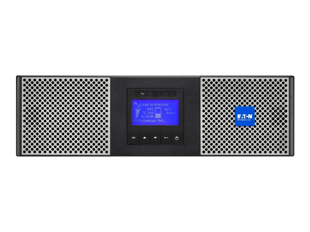 Eaton 9PX 6000i RT3U Netpack - USV (in Rack montierbar/extern) - Wechselstrom 200/208/220/230/240 V - 5400 Watt - 6000 VA - 6 Ah - RS-232, USB, Ethernet - Ausgangsanschlüsse: 10 - PFC - 3U - 48.3 cm (19")