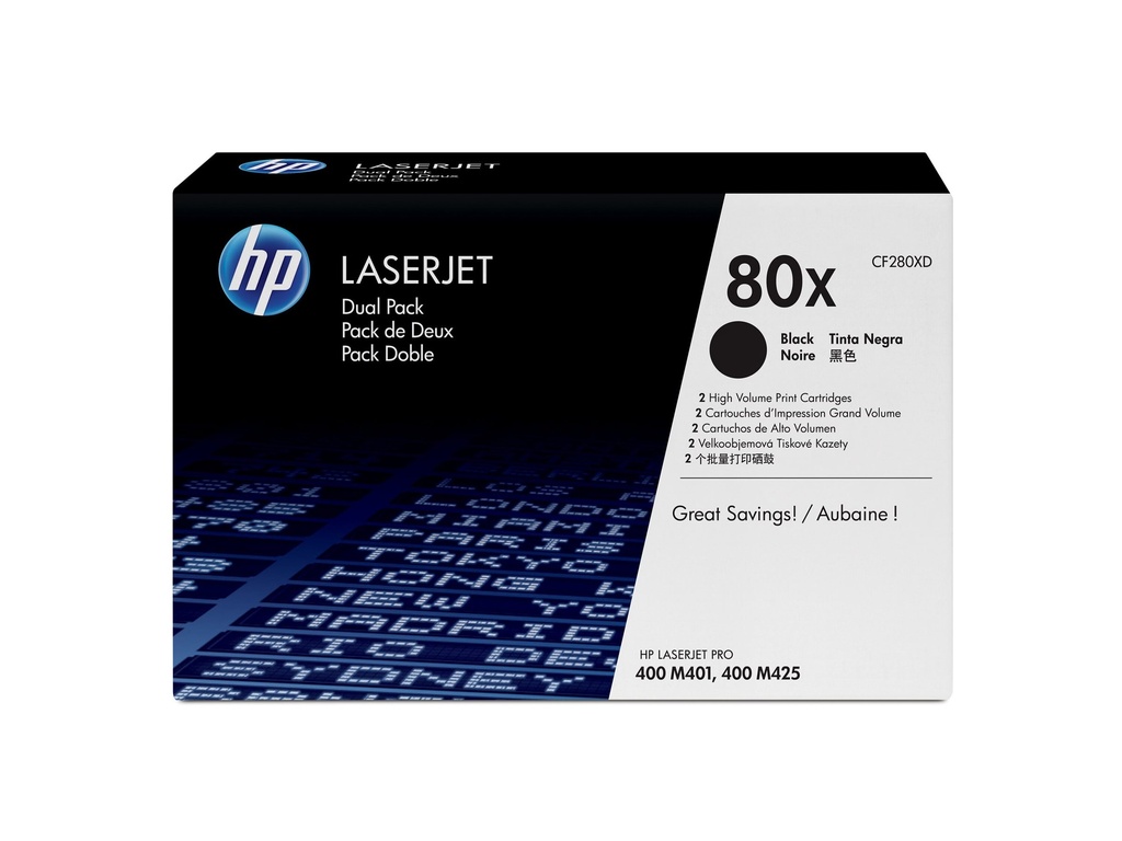 HP 80X - 2er-Pack - Hohe Ergiebigkeit - Schwarz - original - LaserJet - Tonerpatrone (CF280XD)