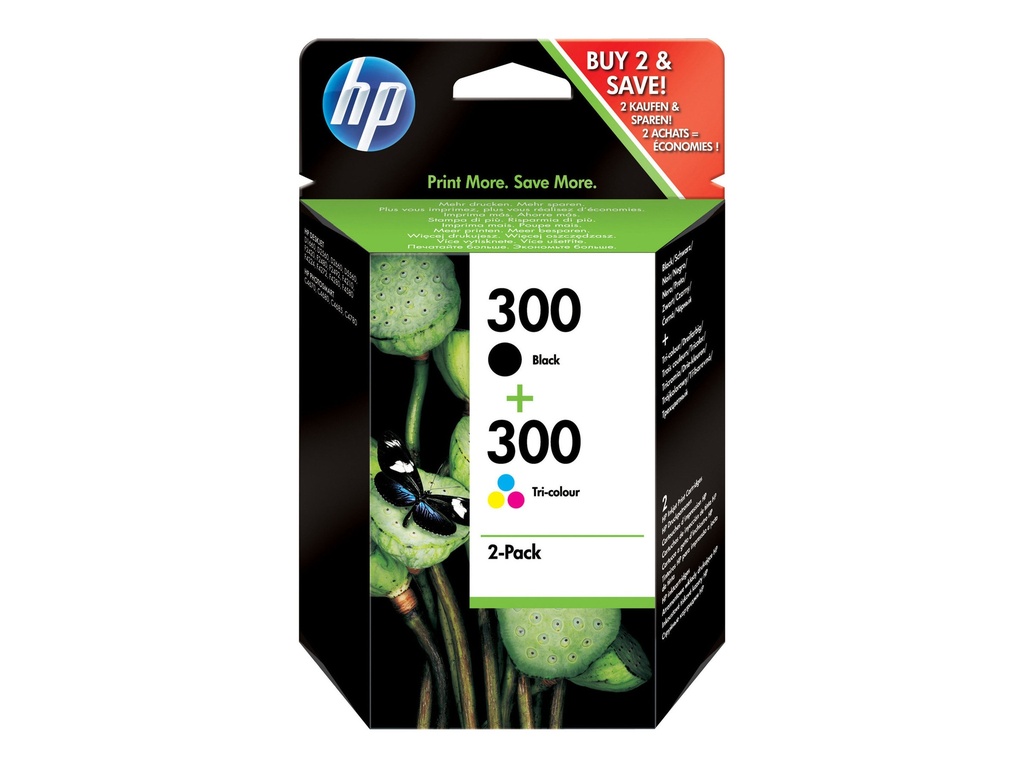 HP 300 - 2er-Pack - Schwarz, Farbe (Cyan, Magenta