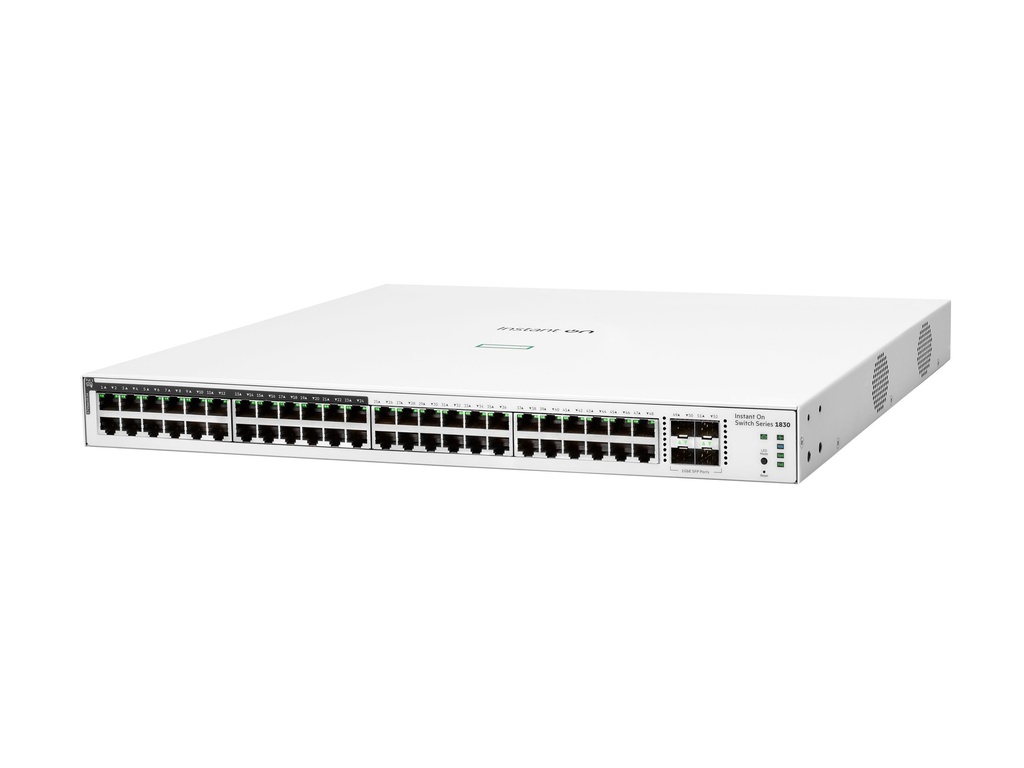 HPE Networking Aruba Instant On 1830 48G 24p Class4 PoE 4SFP 370W - Managed - L2 - Gigabit Ethernet (10/100/1000) - Power over Ethernet (PoE) - Rack-Einbau - 1U