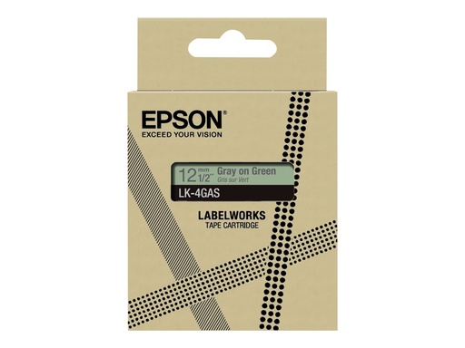 [C53S672105] Epson LabelWorks LK-4GAS - Grau auf Grün - Rolle (1,2 cm x 8 m)