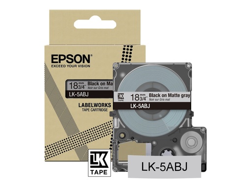 [C53S672087] Epson LabelWorks LK-5ABJ - Matt - Schwarz auf Mattgrau - Rolle (1,8 cm x 8 m)