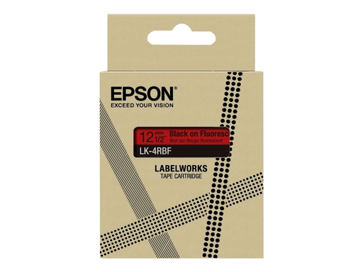 [C53S672099] Epson LabelWorks LK-4RBF - Schwarz auf fluoreszierendem Rot - Rolle (1,2 cm x 5 m)