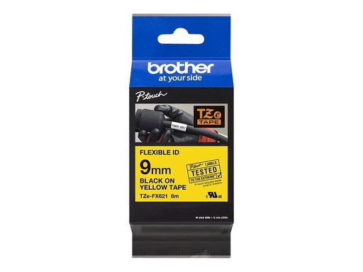 [TZEFX621] Brother TZe-FX621 - Schwarz auf Gelb - Rolle (0,9 cm x 8 m)