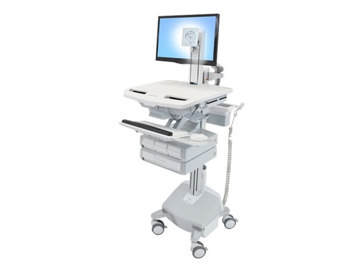 [SV44-1342-2] Ergotron Wagen - für LCD-Display / PC-Ausrüstung - medizinisch - Aluminium, verzinker Stahl, hochwertiger Kunststoff - Grau, weiß, Polished Aluminum - Bildschirmgröße: bis zu 61 cm (bis zu 24 Zoll)