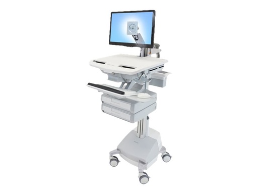 [SV44-1221-2] Ergotron Wagen - offene Architektur - für LCD-Display / PC-Ausrüstung - medizinisch - Aluminium, verzinker Stahl, hochwertiger Kunststoff - Grau, weiß, Polished Aluminum - Bildschirmgröße: bis zu 61 cm (bis zu 24 Zoll)