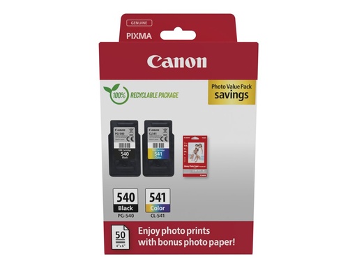 [5225B013] Canon PG-540/CL-541 Photo Paper Value Pack - 2er-Pack - Schwarz, Farbe (Cyan, Magenta, Gelb)