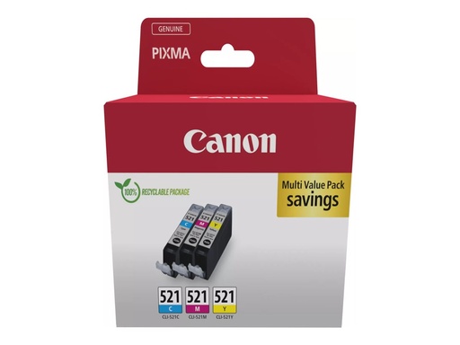 [2934B015] Canon CLI-521 C/M/Y Multi pack - 3er-Pack - 9