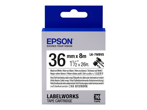 [C53S657014] Epson LK-7WBVS - Vinyl - Schwarz auf Weiß - Rolle (3,6 cm x 8 m)