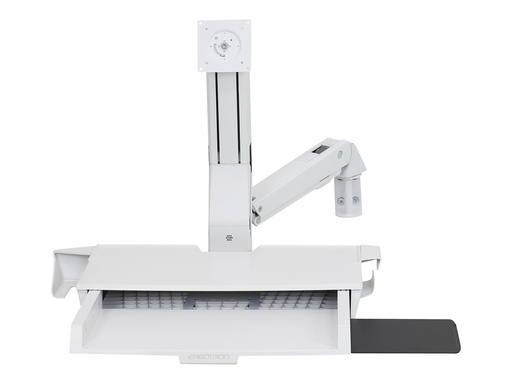 [45-260-216] Ergotron Befestigungskit (Maushalterung, Handgelenkkissen, Barcode-Scanner-Halter, VESA-Adapter, Wandmontagehalterung, Tastatur-Tablett, flache horizontale Basisoberfläche, einstellbarer Monitorarm, Schienenmontage Halterungsset, Mausablage zum Herausziehen) - für LCD-Display / PC-Ausrüstung - Sitz-Steh-Kombiarm mit Arbeitsfläche - Aluminium, hochwertiger Kunststoff - weiß - Bildschirmgröße: bis zu 61 cm (bis zu 24 Zoll)